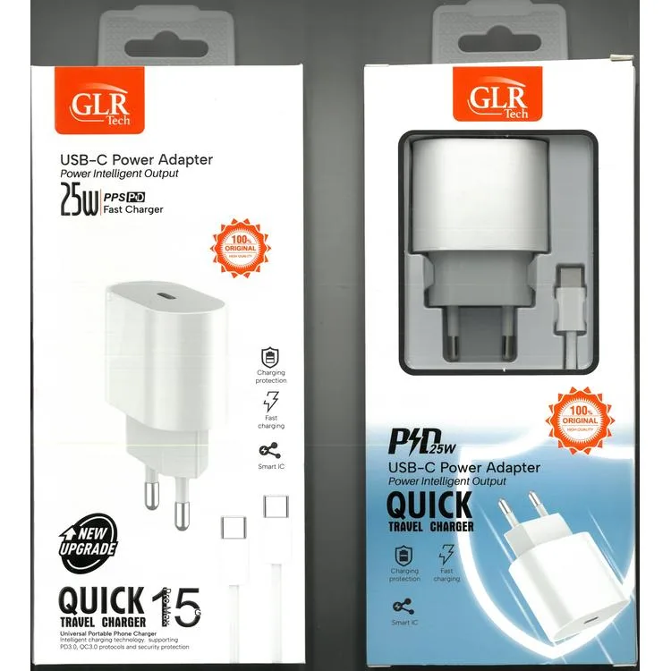 GLRTECH TRW460 USB-C POWER ADAPTER 25W BEYAZ ŞARJ CİHAZI