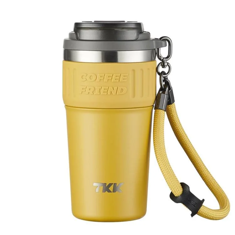 VAGONLİFE T2023 TKK PİPETLİ KULLANIM ASKILI ÇELİK TERMOS MUG 630 ML TUNGSTEN STEEL SARI