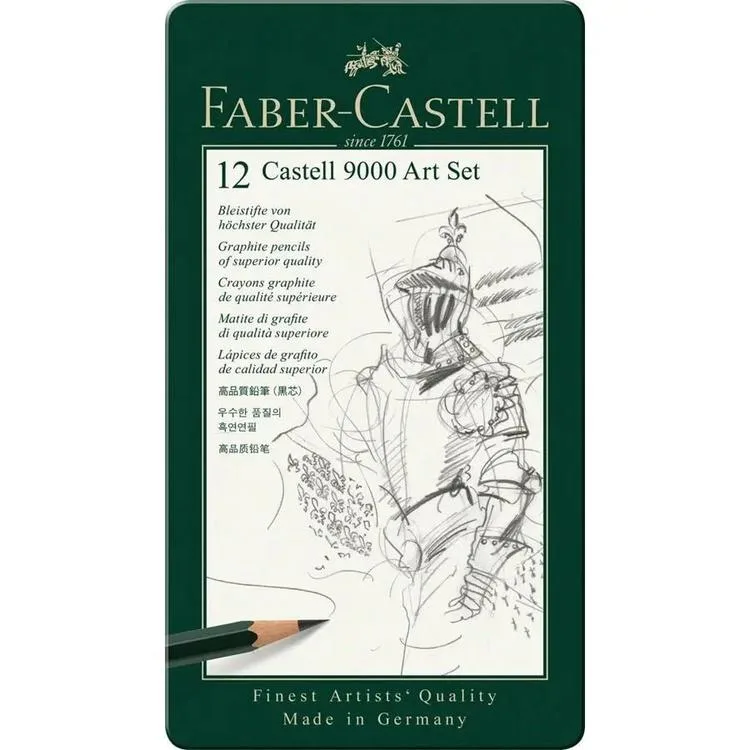 FABER CASTELL 119065 9000 ART SET 12'Lİ DERECELİ ÇİZİM KALEM SETİ TENEKE KUTU