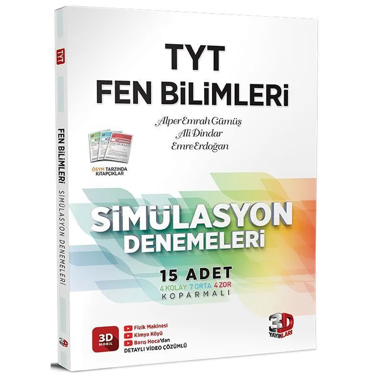 3D TYT FEN BİLİMLERİ SİMÜLASYON 15'Lİ DENEMELERİ