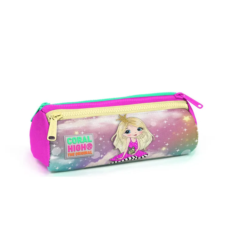 CORAL HIGH 22033 KIDS PEMBE SU YEŞİLİ UNICORN KIZ DESENLİ ÜÇ BÖLMELİ KALEM ÇANTASI