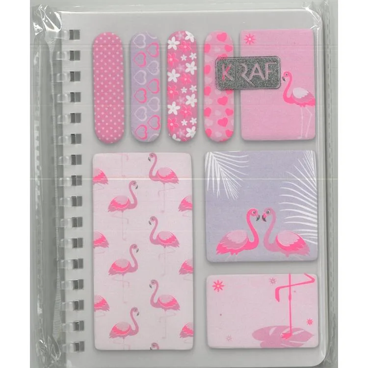 KRAF 2220FL FLAMINGO A6 SPİRALLİ BLOKNOT ÇİZGİLİ + YAPIŞKANLI NOT KAĞIDI 1 SET