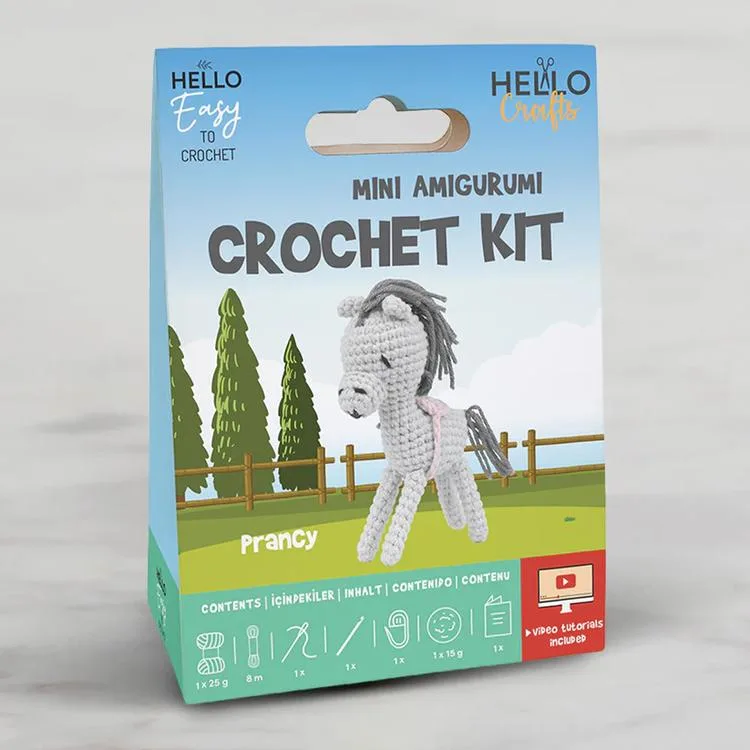 HELLO CRAFTS EASY HC126 CROCHET MİNİ AMIGURUMI ÖRGÜ KİTİ - SEVİMLİ AT PRANCY (1 SET)