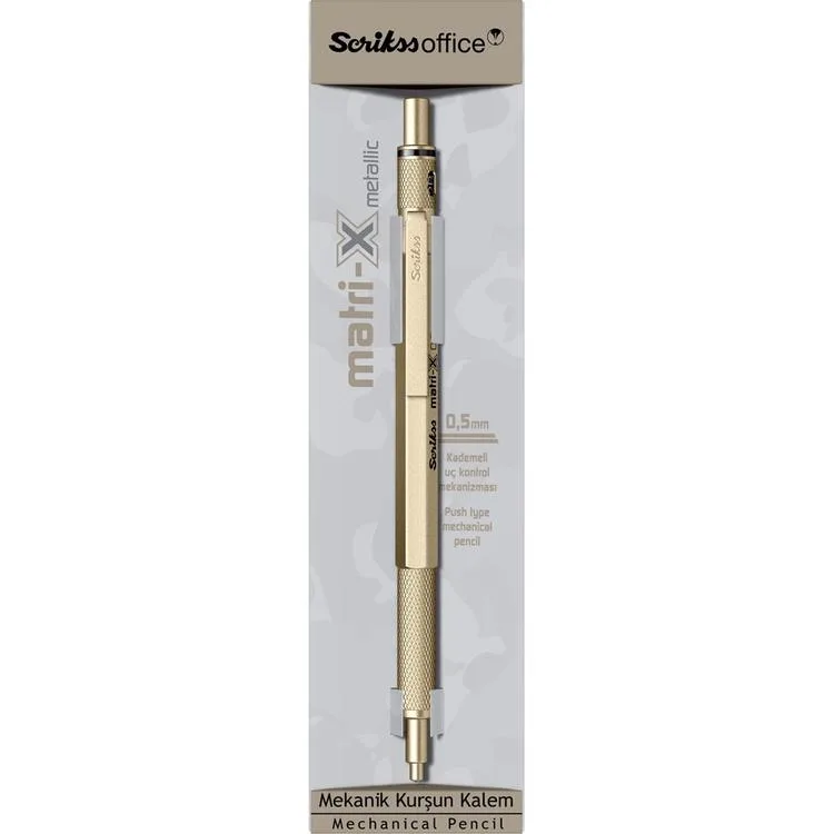 SCRIKSS MATRI-X VERSATİL KALEM 0.5 ŞEFFAF AMBALAJ METALİK ALTIN