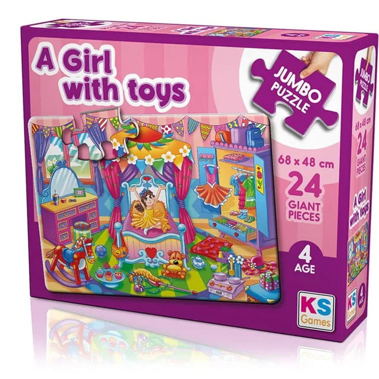 KS GAMES JP31010 A GIRL WITH TOYS 68x48cm JUMBO YAPBOZ/PUZZLE 24 PARÇA 4YAŞ