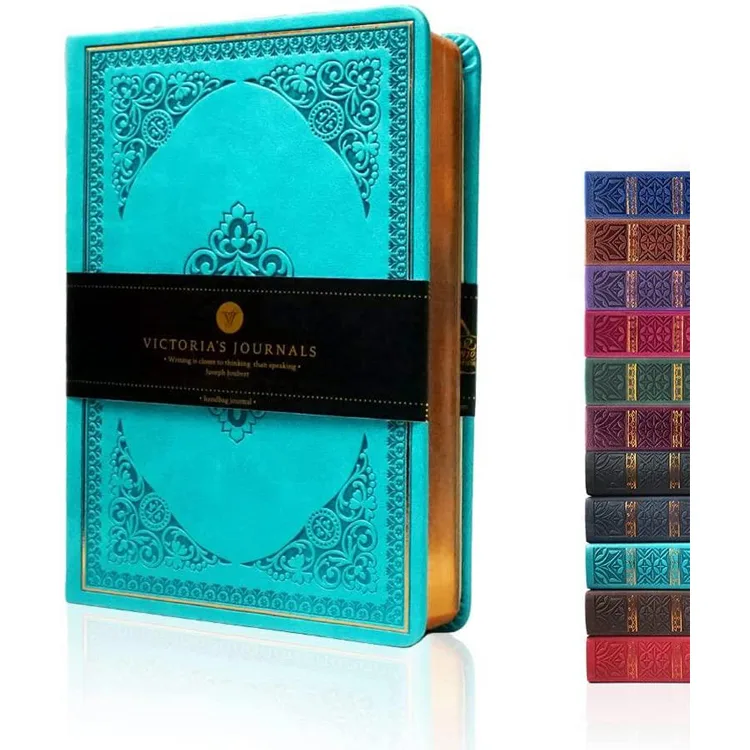 VICTORIA'S JOURNALS 1183 VINTAGE OLD BOOK 12x17cm 80gr.128YP. ÇİZGİLİ DEFTER TURKUAZ