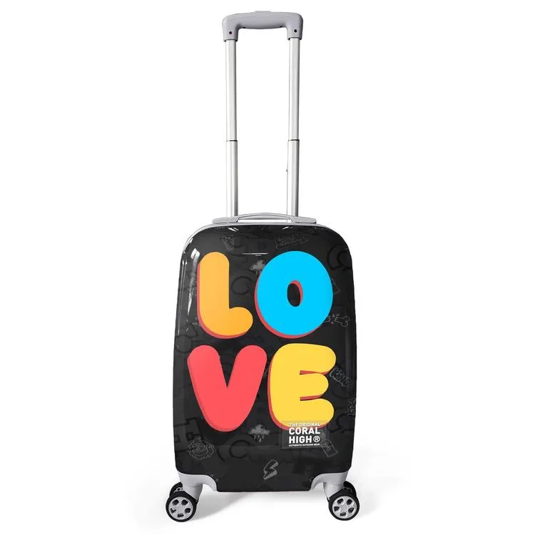 CORAL HIGH 16558 RENKLİ LOVE DESENLİ KABİN BOY (50cm) VALİZ