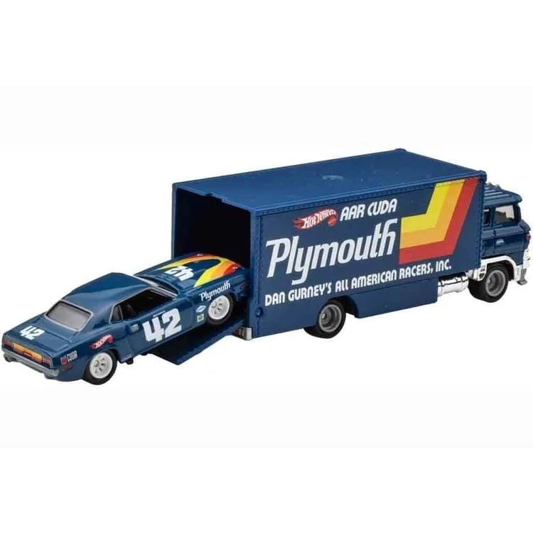 HOT WHEELS FLF56/HRV38 TEAM TRANSPORT 70 PLYMOUTH AAR CUDA - SAKURA SPRINTER PREMIUM ARABALAR 3+ TEKLİ