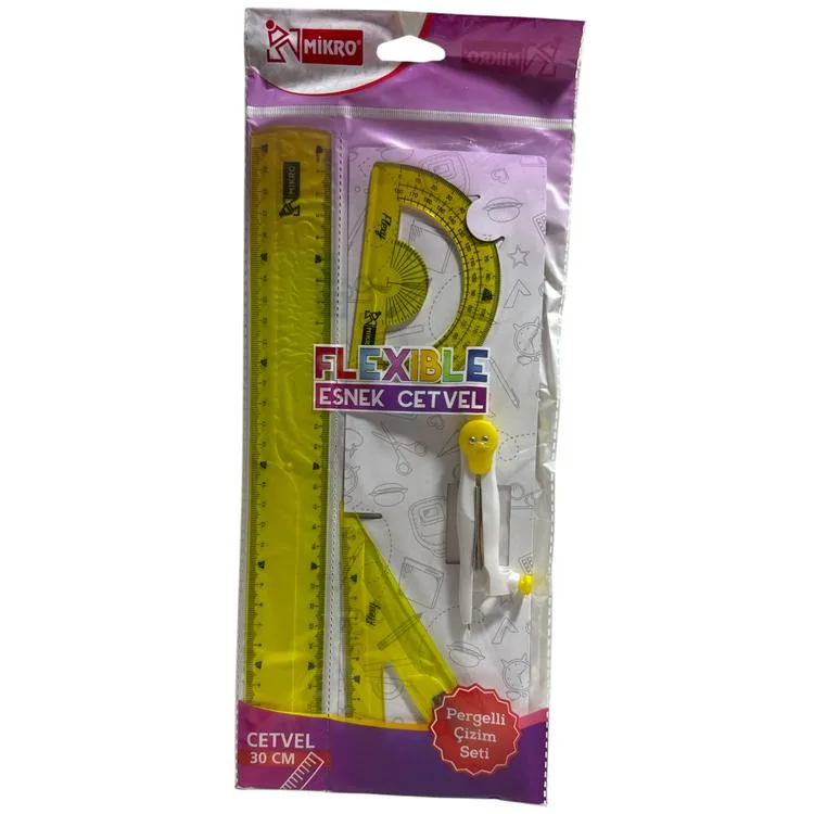 MİKRO FLP-04 ESNEK CETVEL 4'LÜ PERGELLİ ÇİZİM SETİ