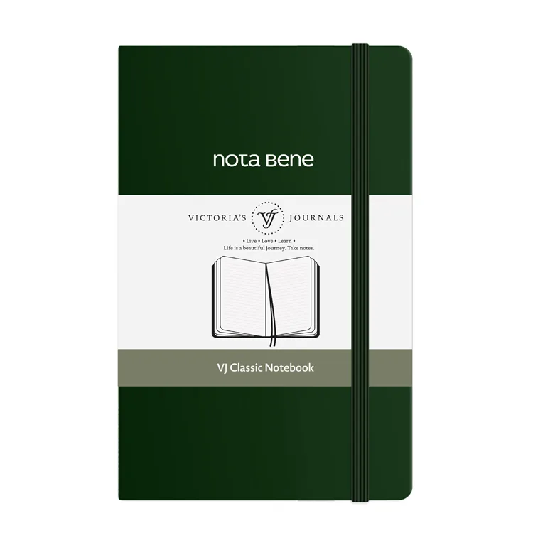 VICTORIA'S JOURNALS NOTE BENE 9238 CLASSIC NOTEBOOK SERT KAPAK 9x14cm 70gr.400 SYF. ÇİZGİLİ DEFTER YEŞİL