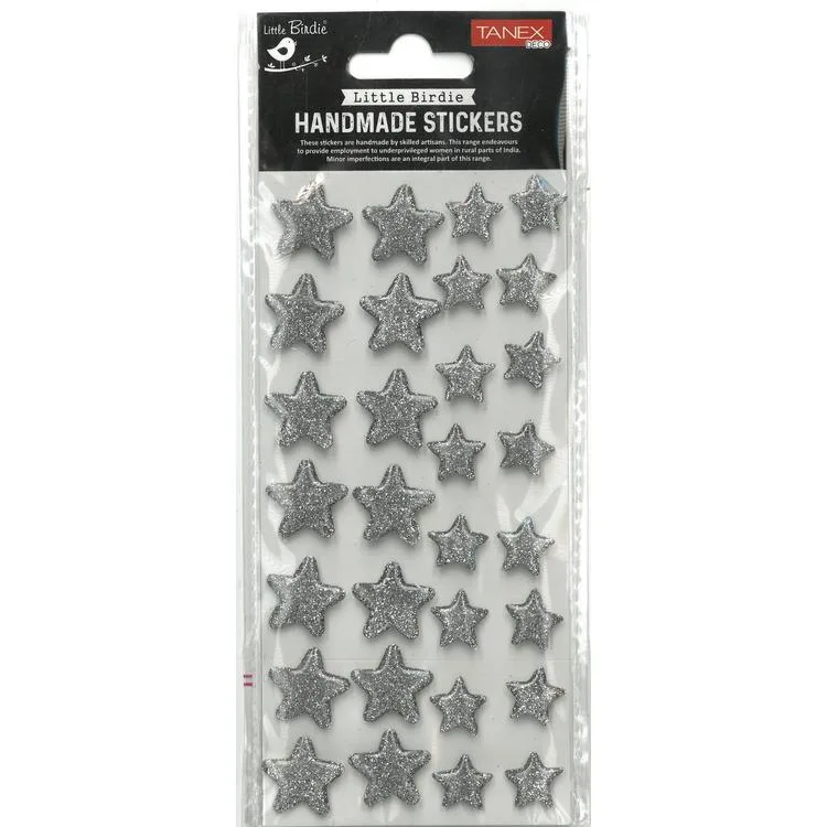 TANEX HANDMADE TNX-28015 DEKORATİF ETİKETLER - SİLİKON SILVER YILDIZ SERİSİ STICKER - TEKLİ