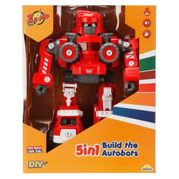 SUNMAN LM905-A ZAPP TOYS SÖK TAK AUTOBOTS 5İN1 SESLİ IŞIKLI 133 PARÇA ROBOT 3+