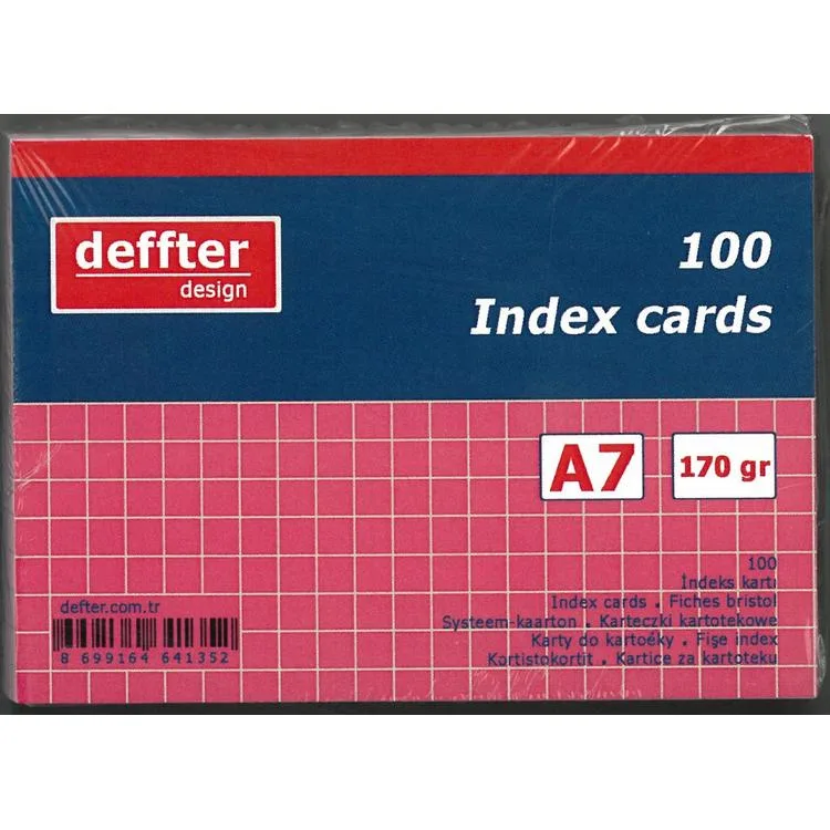 DEFFTER INDEX KARTI A7 PEMBE KARELİ