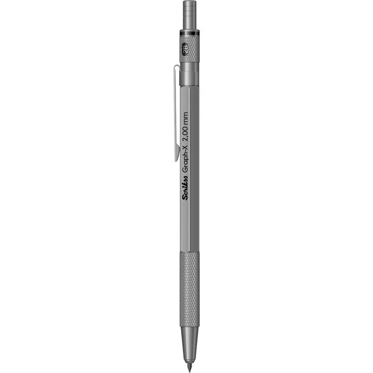 SCRIKSS GRAPH-X METAL 2.0MM VERSATİL KALEM ŞEFFAF KUTULU KURŞUN GRİ