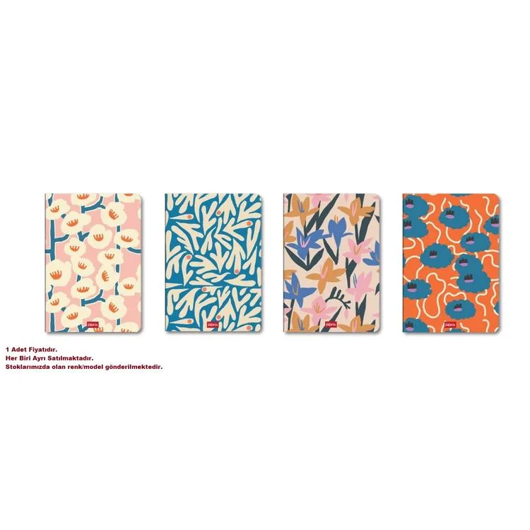 PAPİRÜS ÇİÇEK SERT KAPAK CİLTLİ 16X23 96YP. ÇİZGİLİ DEFTER - TEKLİ