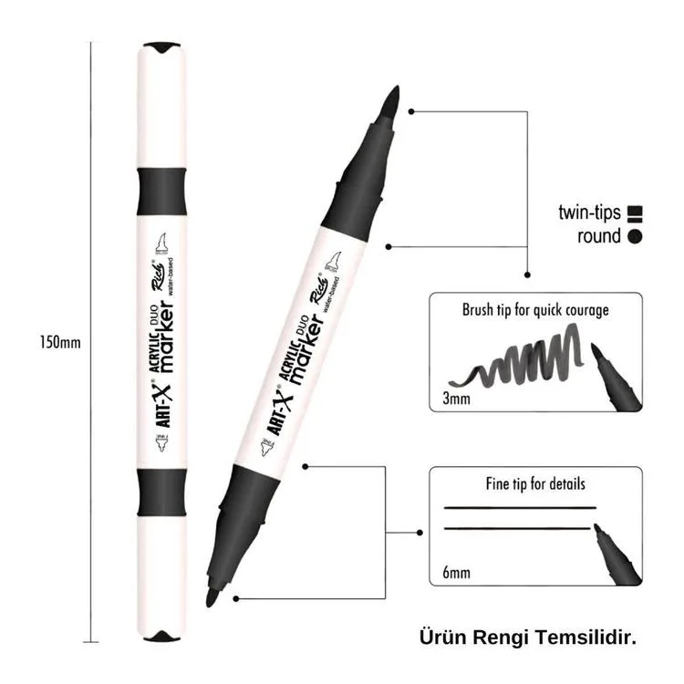 RİCH 17890-43 ART-X ÇİFT TARAFLI DUO AKRİLİK MARKER BEYAZ