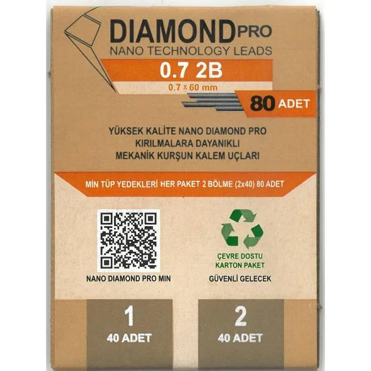 UNİ DIAMOND PRO NANO 80'Lİ MİN 0.7 2B 60mm VERSATİL KALEM UCU - TEKLİ