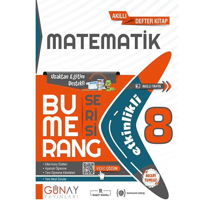 GÜNAY 8. SINIF BUMERANG ETKİNLİKLİ MATEMATİK AKILLI DEFTER KİTAP