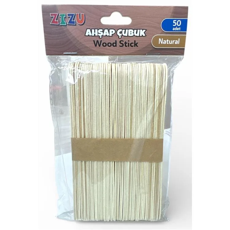 ZİZU DK2406 AHŞAP BÜYÜK BOY (GENİŞ) DİL ÇUBUĞU NATUREL 50'Lİ