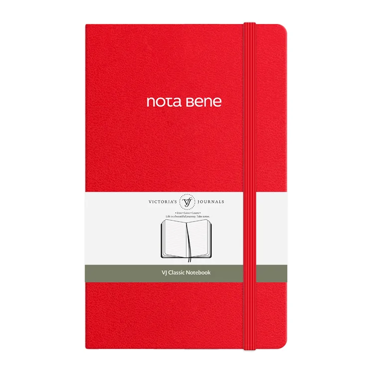 VICTORIA'S JOURNALS NOTE BENE 9221 CLASSIC NOTEBOOK SERT KAPAK 13x21cm 70gr.400 SYF. ÇİZGİLİ DEFTER KIRMIZI
