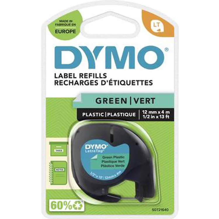 DYMO ŞERİT LETRA TAG PLASTİK ŞERİT YEŞİL 12MMX4M S0721640 59425