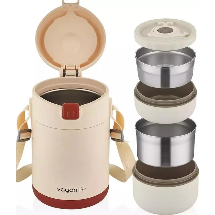 VAGONLİFE ÇELİK YEMEK KABI TEK HAZNELİ İKİ BÖLMELİ LUNCH BOX BL10081 1800 ML