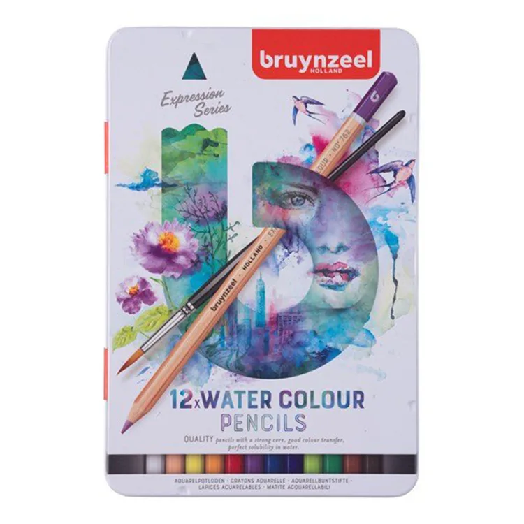 BRUYNZEEL EXPRESSION WATER COLOUR- KURU SULU BOYA KALEM SETİ 12'li METAL KUTU- B60313012