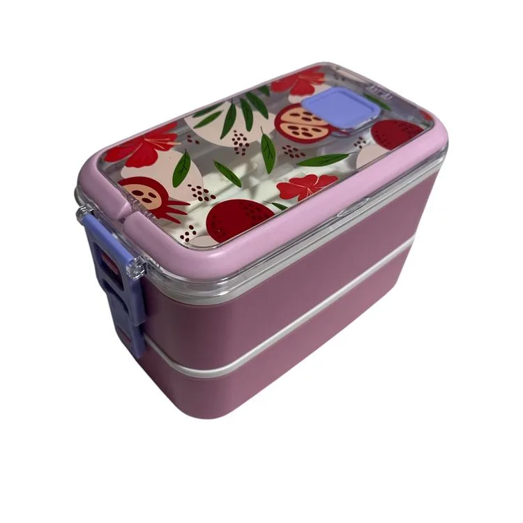 VAGONLİFE ÇELİK YEMEK KABI 2 KATLI 3 BÖLMELİ 700 ML - LUNCH BOX VGN6748 - PEMBE