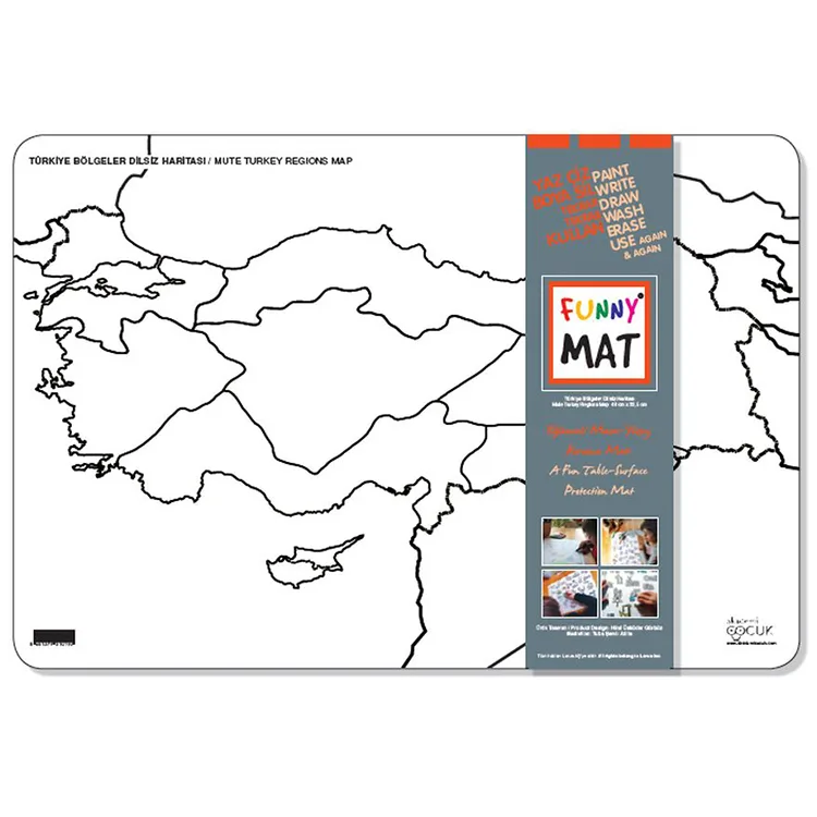 AKADEMİ ÇOCUK - FUNNY MAT - TÜRKÇE BÖLGELER DİLSİZ HARİTASI 48x33,5cm