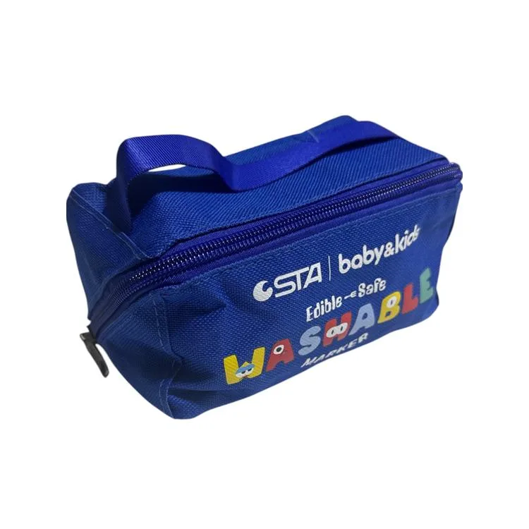 STA 893012 JUMBO KAŞELİ (MÜHÜRLÜ) KEÇELİ KALEM SETİ 12L'İ (RENK) BEZ TAŞIMA ÇANTALI