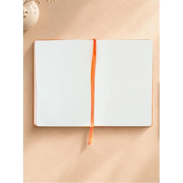 VICTORIA'S JOURNALS 126-2646 FLEUR VEGAN DERİ SERT KAPAK A5 120gr. 80YP. NOKTALI DEFTER - TURUNCU