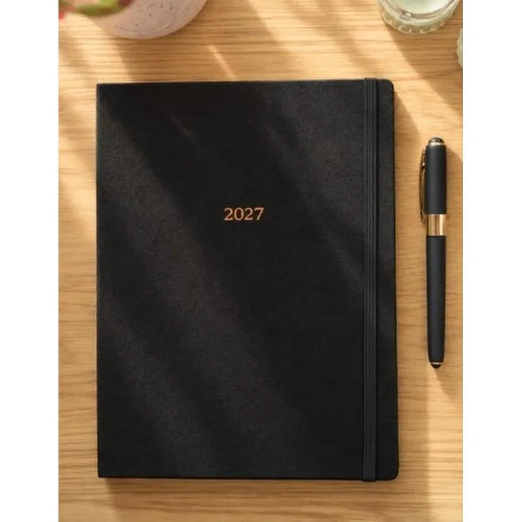 VICTORIA'S JOURNALS 226-2301 19X25 A4 CLASSIC SERT KAPAK CEPLİ LASTİKLİ HAFTALIK AJANDA - SİYAH