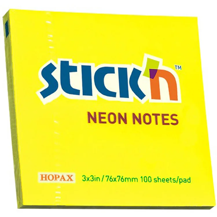 GIPTA STICKN 76X76 NEON SARI YAPIŞKANLI NOTLUK 100 YP.