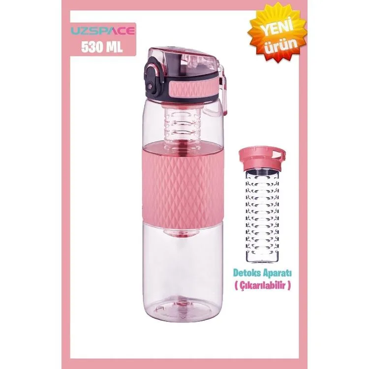 UZSPACE MATARA TRITAN 5060 DETOKS BÖLMELİ 530 ML GLOW PINK