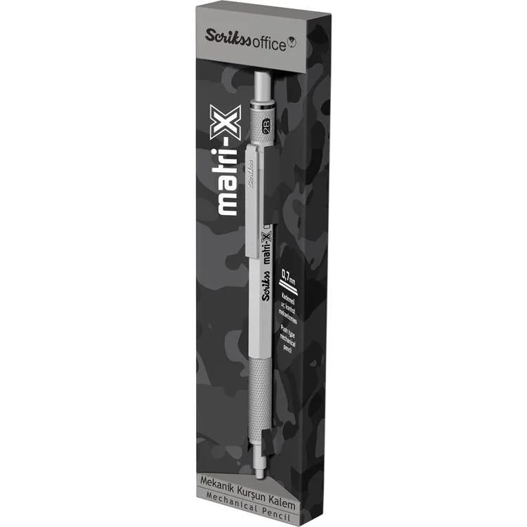 SCRIKSS MATRI-X VERSATİL KALEM 0.7 ŞEFFAF AMBALAJ AÇIK GRİ