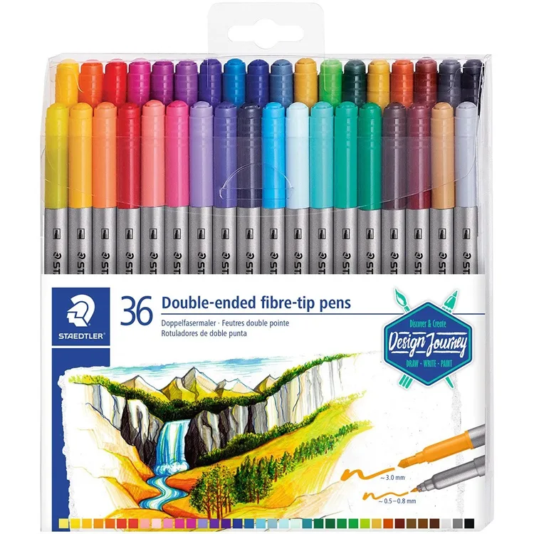 STAEDTLER 3200 TB36 3.0/0.5-0.8mm ÇİFT TARAFLI KEÇELİ KALEM 36'LI