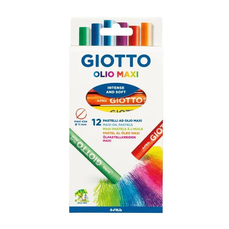 GIOTTO OLIO MAXI YAĞLI PASTEL BOYA 12 Lİ ASKILI PAKET 293400