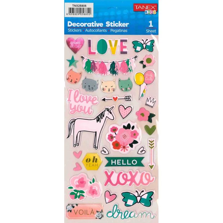 TANEX KIDS TNX-25806 DEKOTARİF ETİKETLER - KABARTMALI RÜYA ALEMİ - 1 ADET