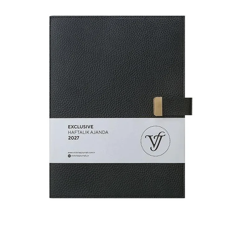 VICTORIA'S JOURNALS 226-2305 19x25cm A4 EXECUTIVE KENAR YALDIZLI ESNEK KAPAK HAFTALIK AJANDA - SİYAH