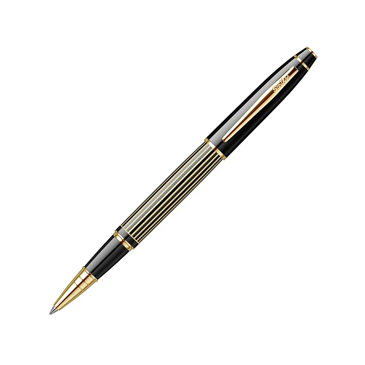 SCRIKSS 35L ROLLER KALEM ÇİZGİ DESENLİ SİYAH ALTIN LÜKS KUTU