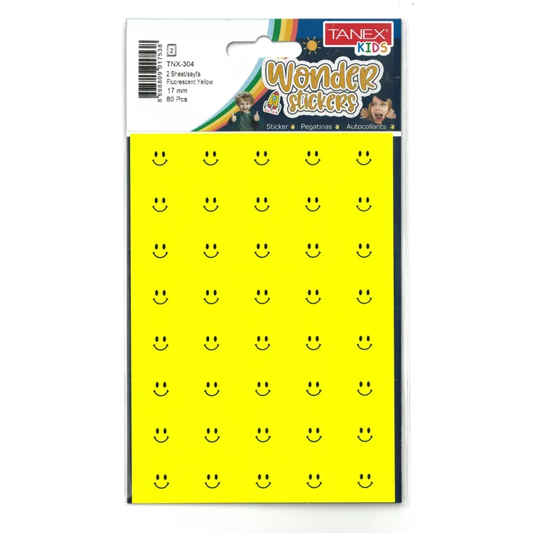 TANEX TNX-304 17mm. FLORASAN SARI GÜLEN YILDIZ STICKER 2'Lİ
