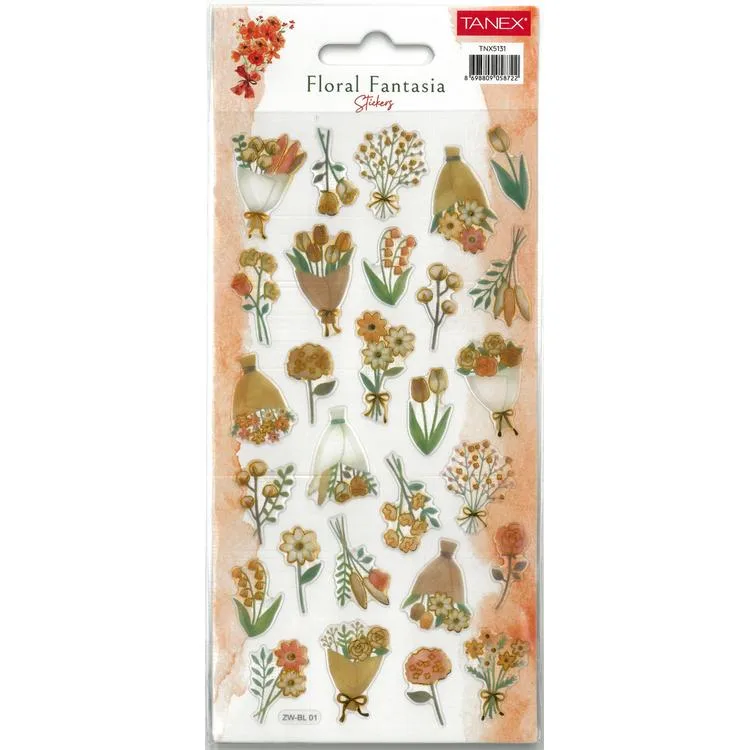 TANEX KIDS TNX-5131 DEKOTARİF ETİKETLER - KABARTMALI FLORAL FANTASIA 12 - 1 ADET
