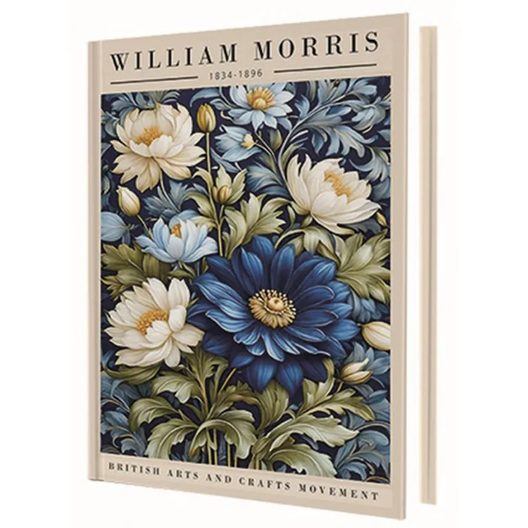 DEFFTER 14X20 BLUE FLOWER ( WILLIAM MORRIS ) SERT KAPAK ÇİZGİLİ DEFTER 96 YP