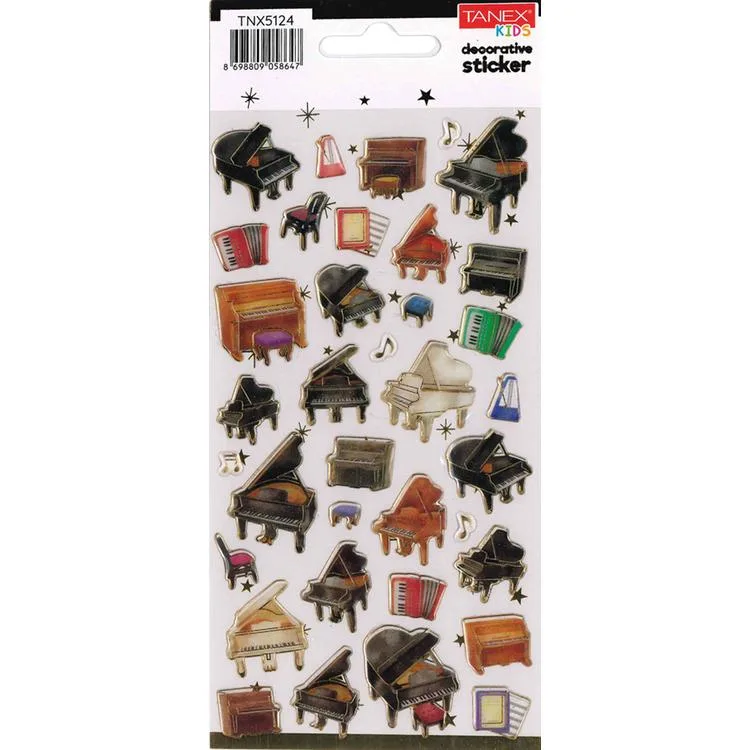 TANEX KIDS TNX-5124 DEKOTARİF ETİKETLER - KABARTMALI DAMLA MÜZİK ALETLERİ 5 - 1 ADET