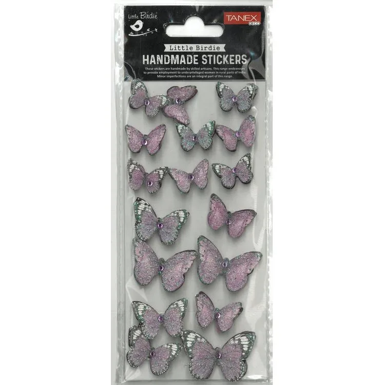 TANEX HANDMADE TNX-28042 DEKORATİF ETİKETLER - TAŞLI KELEBEK-2 SERİSİ STICKER - TEKLİ