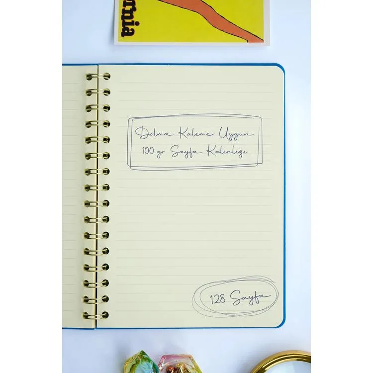 VICTORIA'S JOURNALS 1615 VEGAN DERİ ESNEK KAPAK SPİRALLİ A5 100gr.128 SYF. ÇİZGİLİ DEFTER MAVİ