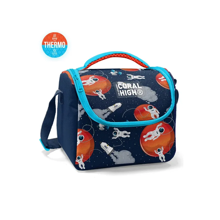 CORAL HIGH 11893 KIDS LACİVERT ASTRONOT DESENLİ THERMO BESLENME ÇANTASI