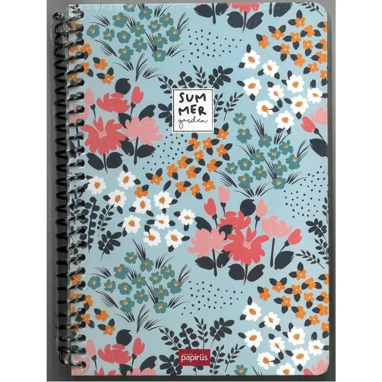 PAPİRÜS SUMMER SERT KAPAK SPİRALLİ 14X19 120YP. KARELİ DEFTER