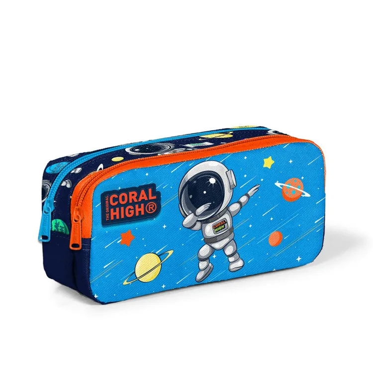 CORAL HIGH 12058 LACİVERT MAVİ ASTRONOT DESENLİ İKİ BÖLMELİ KALEM ÇANTASI