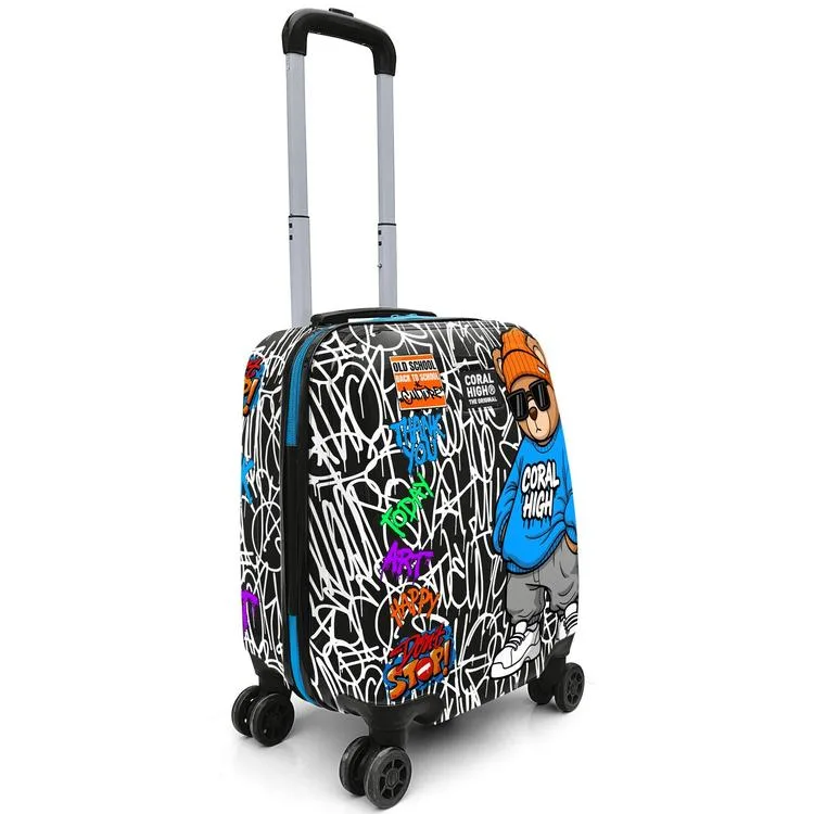 CORAL HIGH 16698 GRAFİTİ AYICIK DESENLİ MİNİ ÇOCUK VALİZİ
